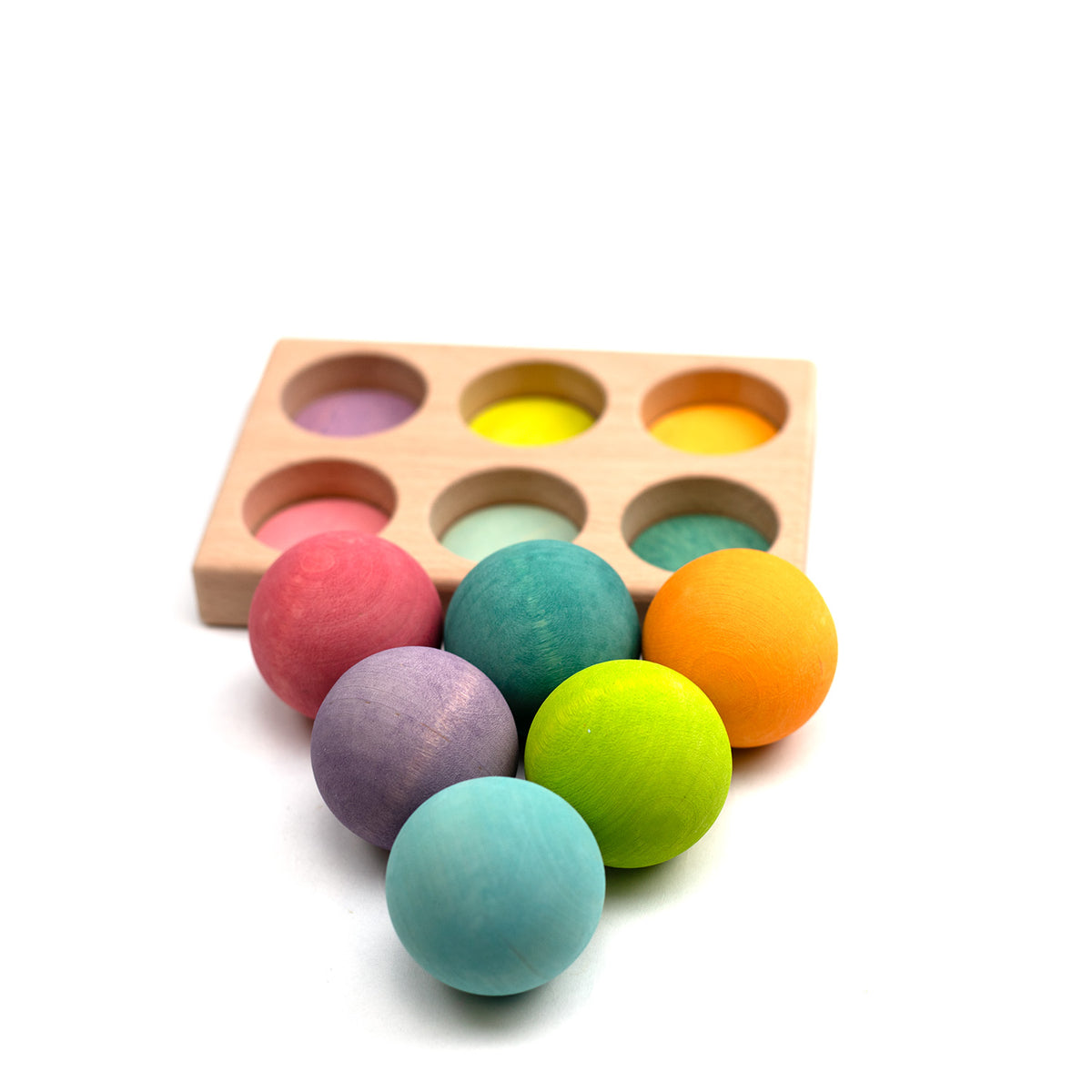 Houten speelgoed - Houten gekleurde ballen - Montessori - Open einde speelgoed
