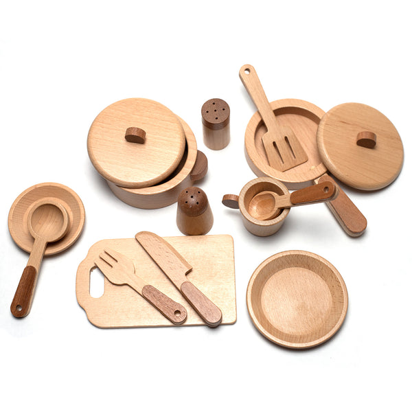 Houten speelgoed - Kookset/eetset - Montessori - Open einde speelgoed