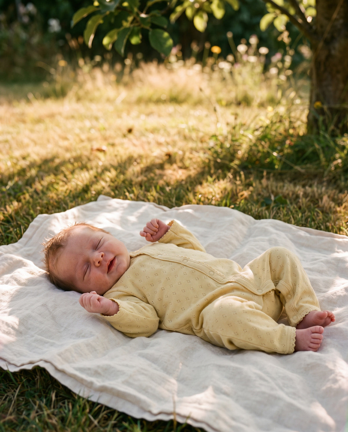Tutina di lana in pointelle - lana merino - Dusty Yellow
