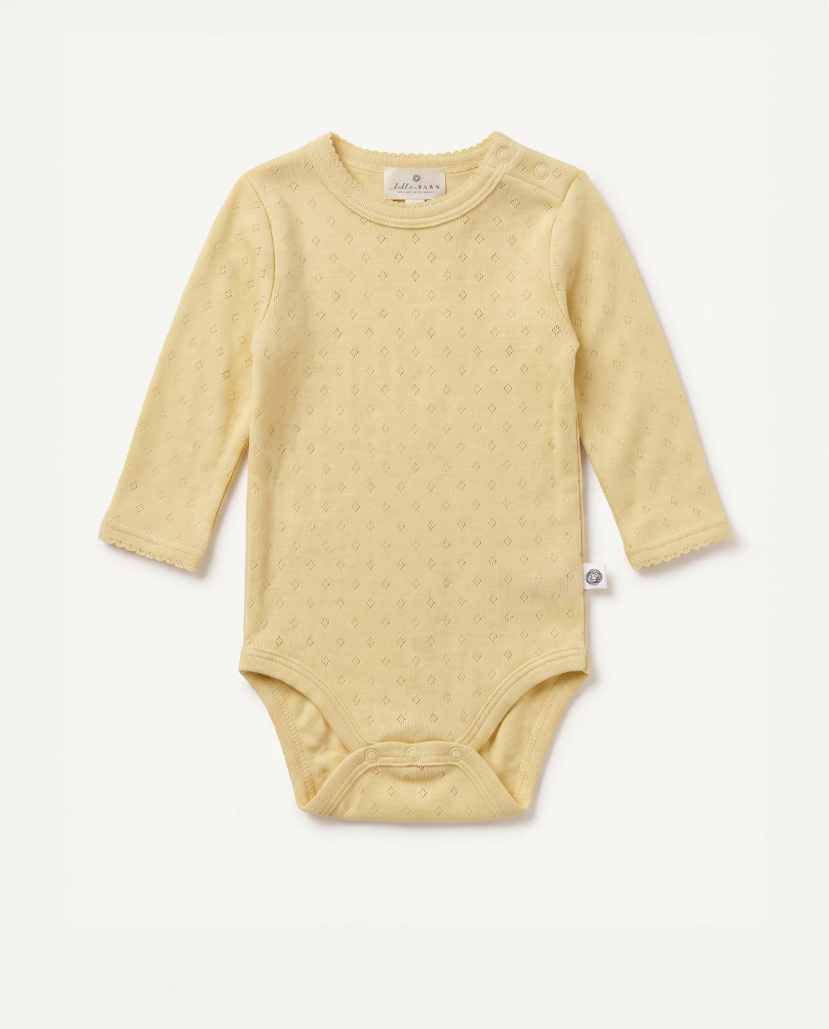 Wollen romper lange mouwen pointelle - merinowol - Dusty Yellow