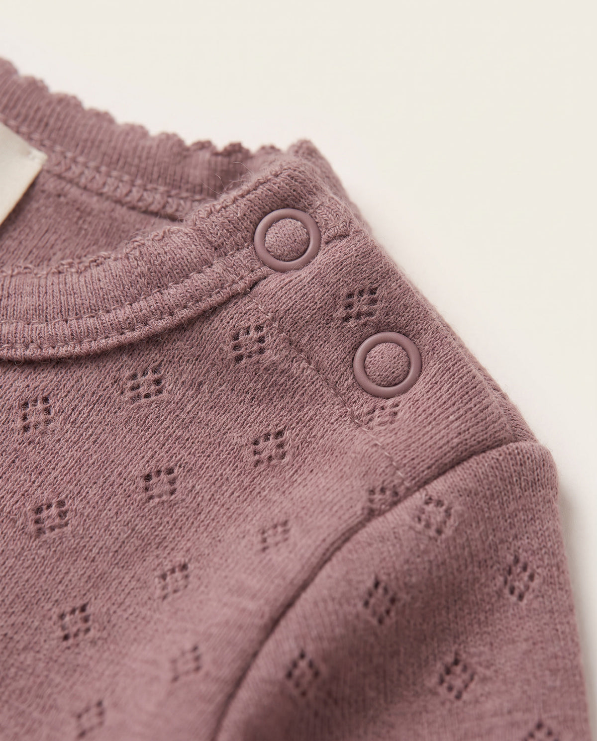 Wollen romper lange mouwen pointelle - merinowol - Rose Brown
