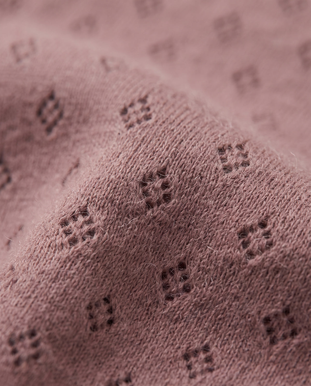 Wollen romper lange mouwen pointelle - merinowol - Rose Brown