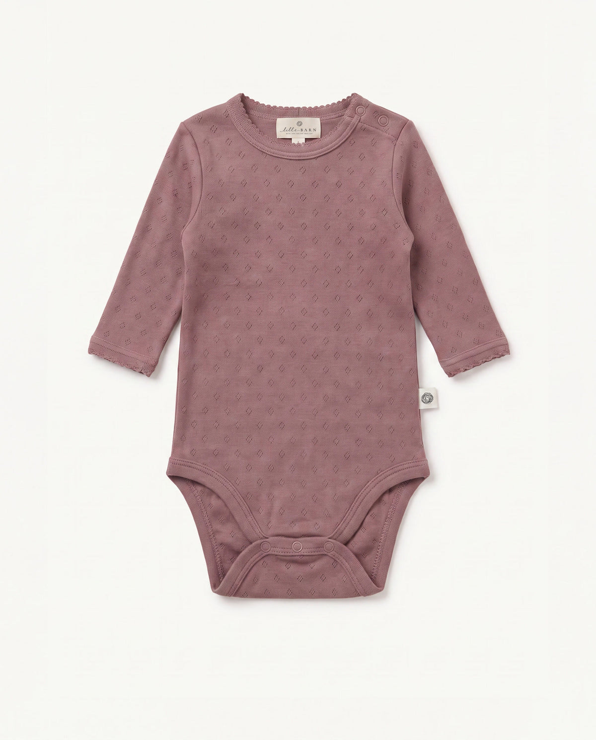 Wollen romper lange mouwen pointelle - merinowol - Rose Brown