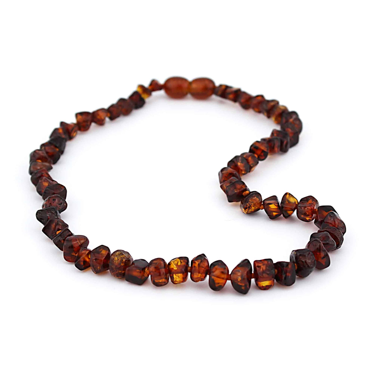 Baby/Kind – Barnsteen ketting – afgevlakte gepolijste kraaltjes - 33cm - Bruin