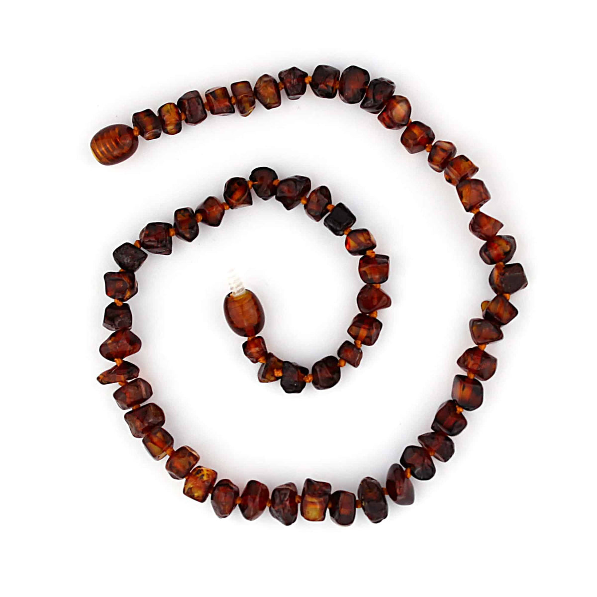 Baby/Kind – Barnsteen ketting – afgevlakte gepolijste kraaltjes - 33cm - Bruin