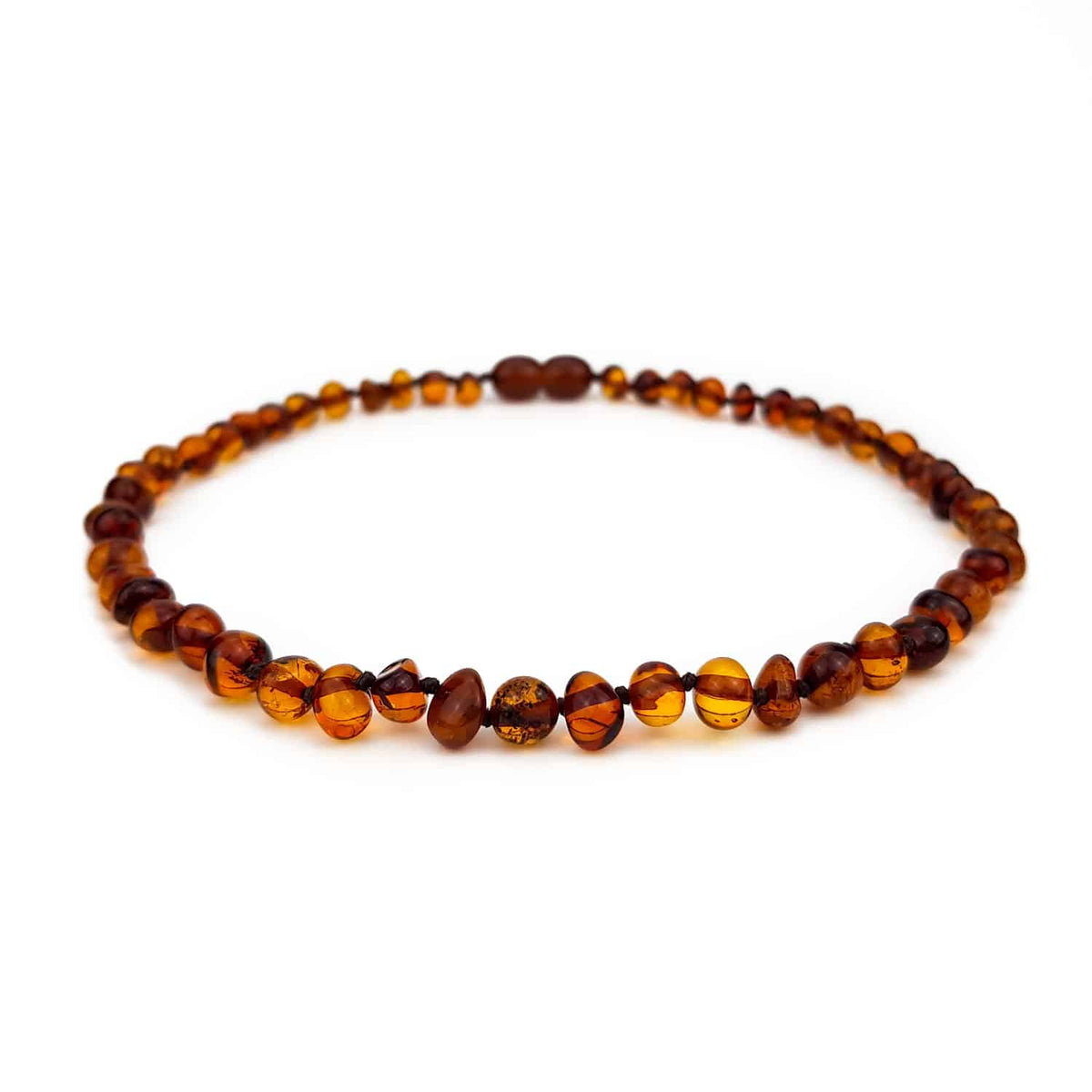 Collier enfant Barnsteen – petites perles rondes – 36cm - cognac - Lille Barn - With ♥ for the smallest