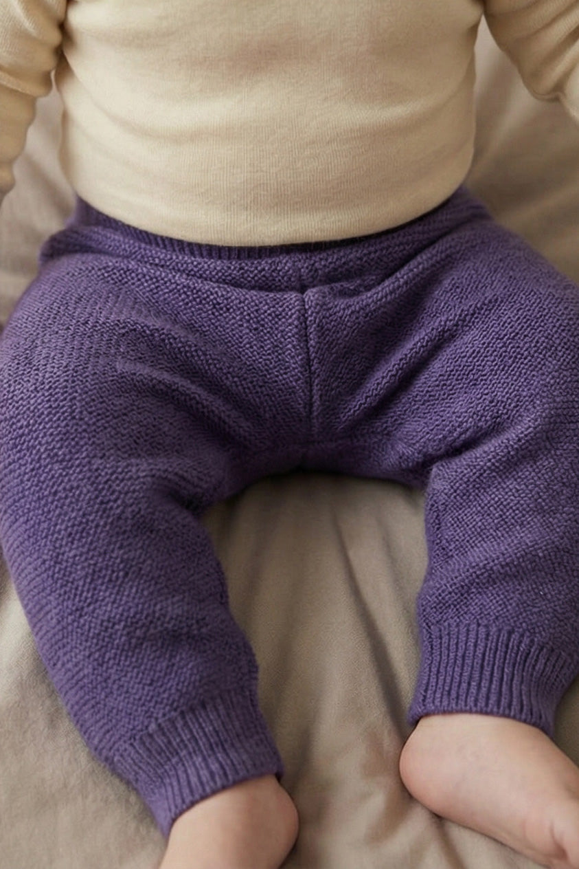 Merinowol gebreid baby broekje - Violet