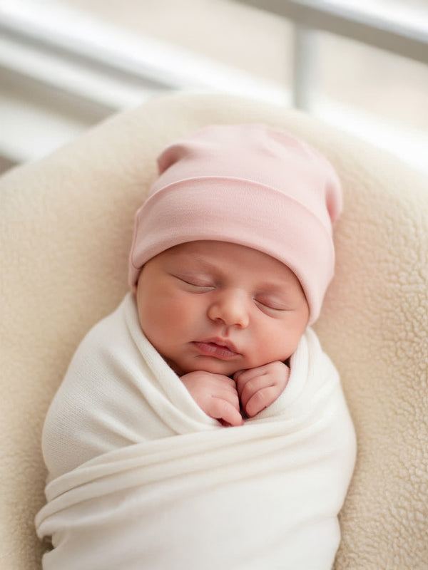 Wollen baby muts - Merinowol - Misty Rose