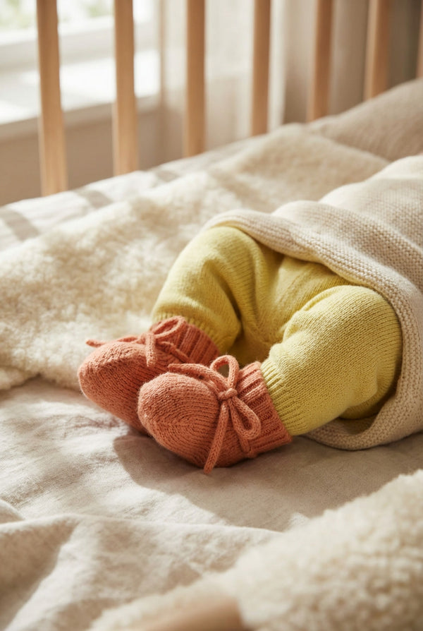 Wollen Baby sokjes / Newborn Sokjes - Merinowol - Peach Fuzz