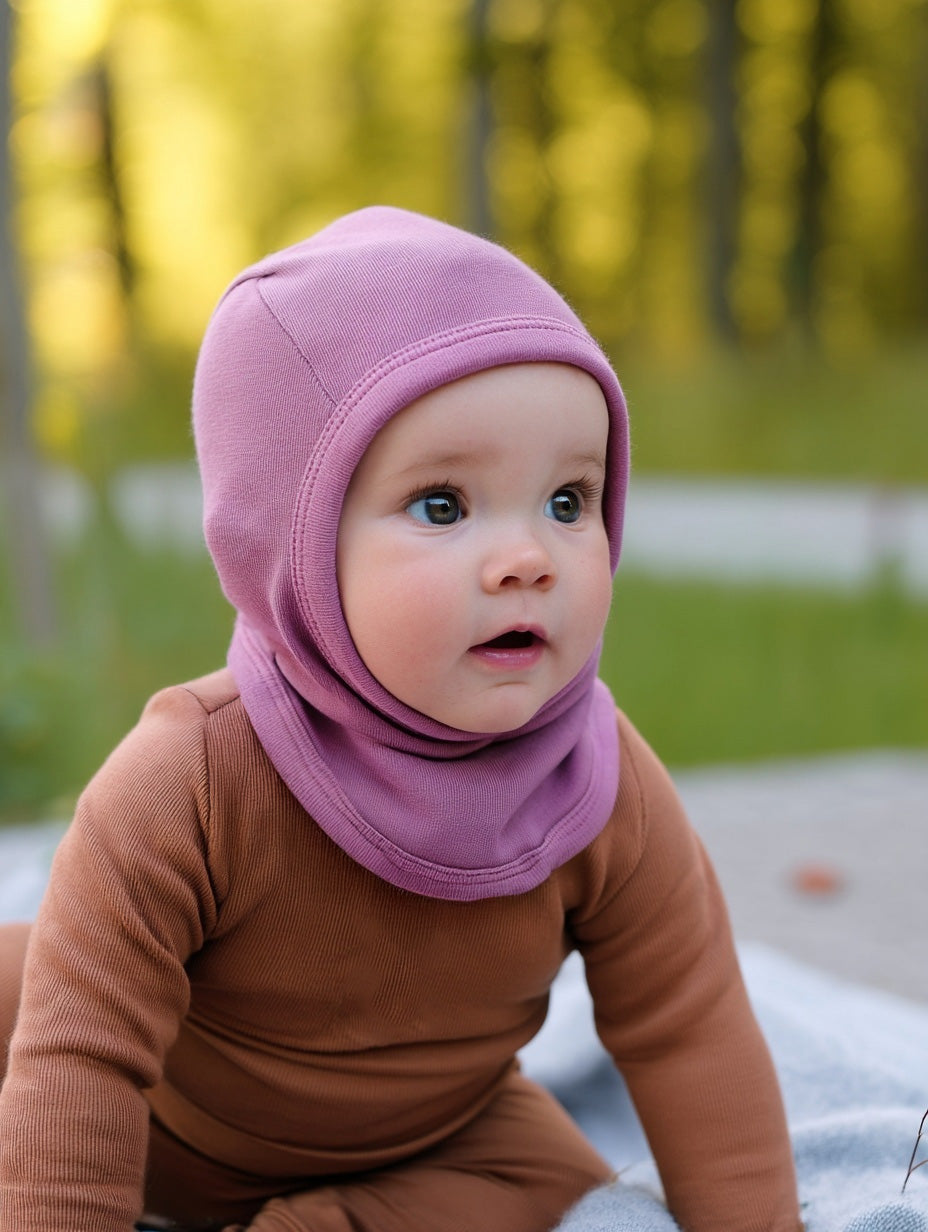 Wollen Kinder Balaclava / Bivakmuts - Lavender Mist