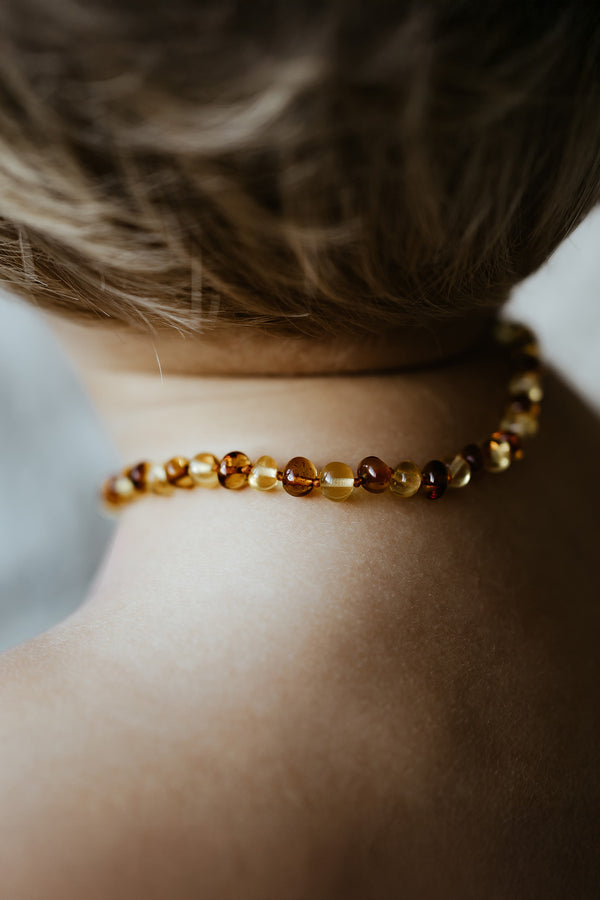 Children's Necklace – Amber – round beads – 36cm - Lemon & honey