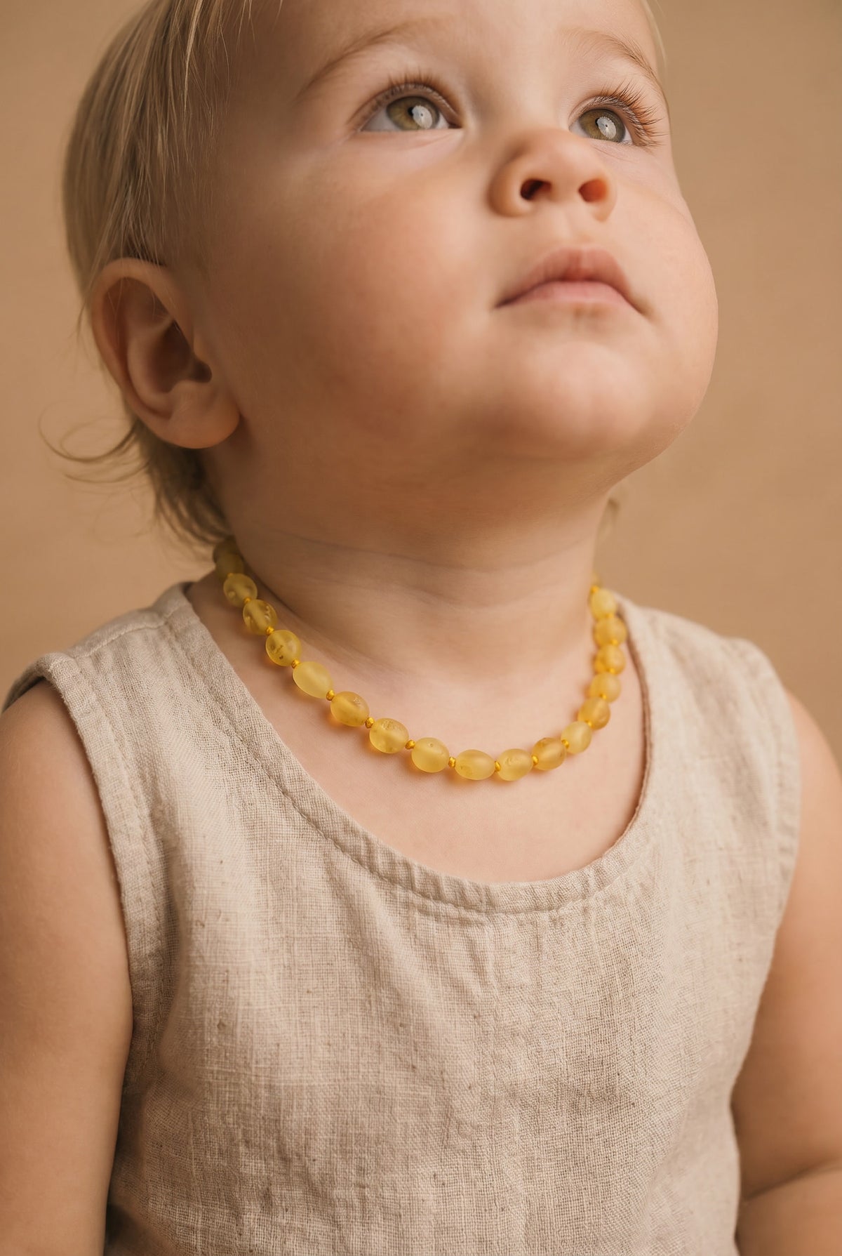 Baby/Kind - Bernsteinkette - Zitrone - ovale Rohsteine - 33cm