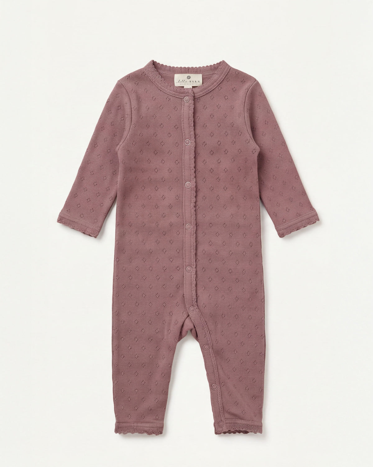 Uld heldragt i pointelle - merinould - Rose Brown