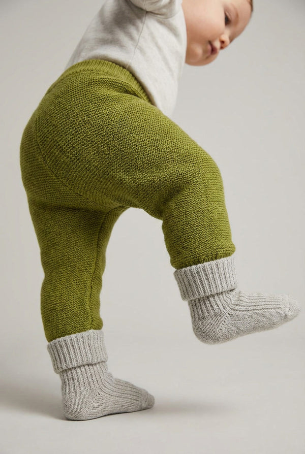 Merinowol gebreid baby broekje - pickle