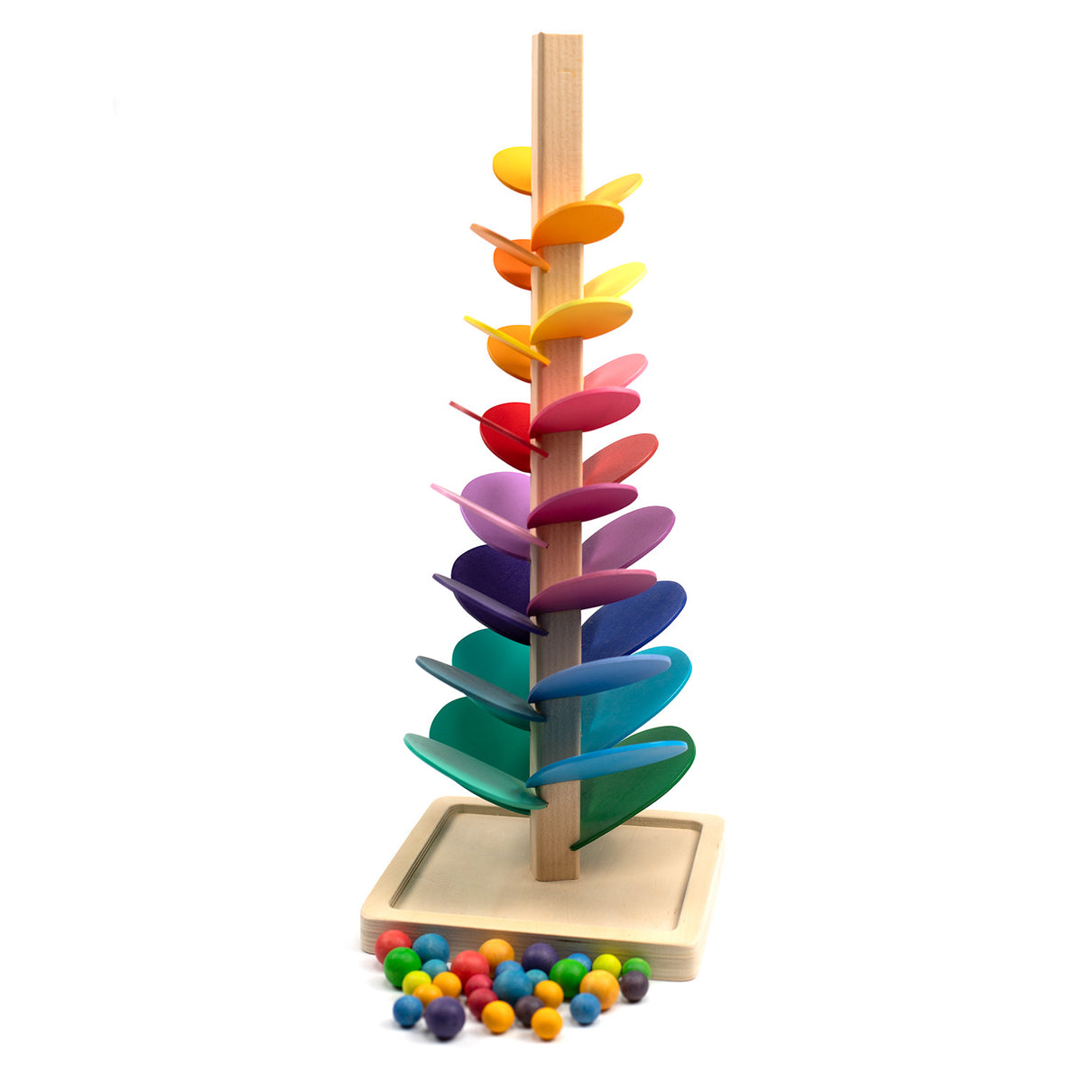 Houten speelgoed - Knikkerbaan boom klein - Montessori - Open einde speelgoed