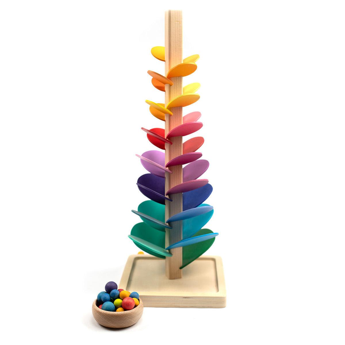 Houten speelgoed - Knikkerbaan boom klein - Montessori - Open einde speelgoed