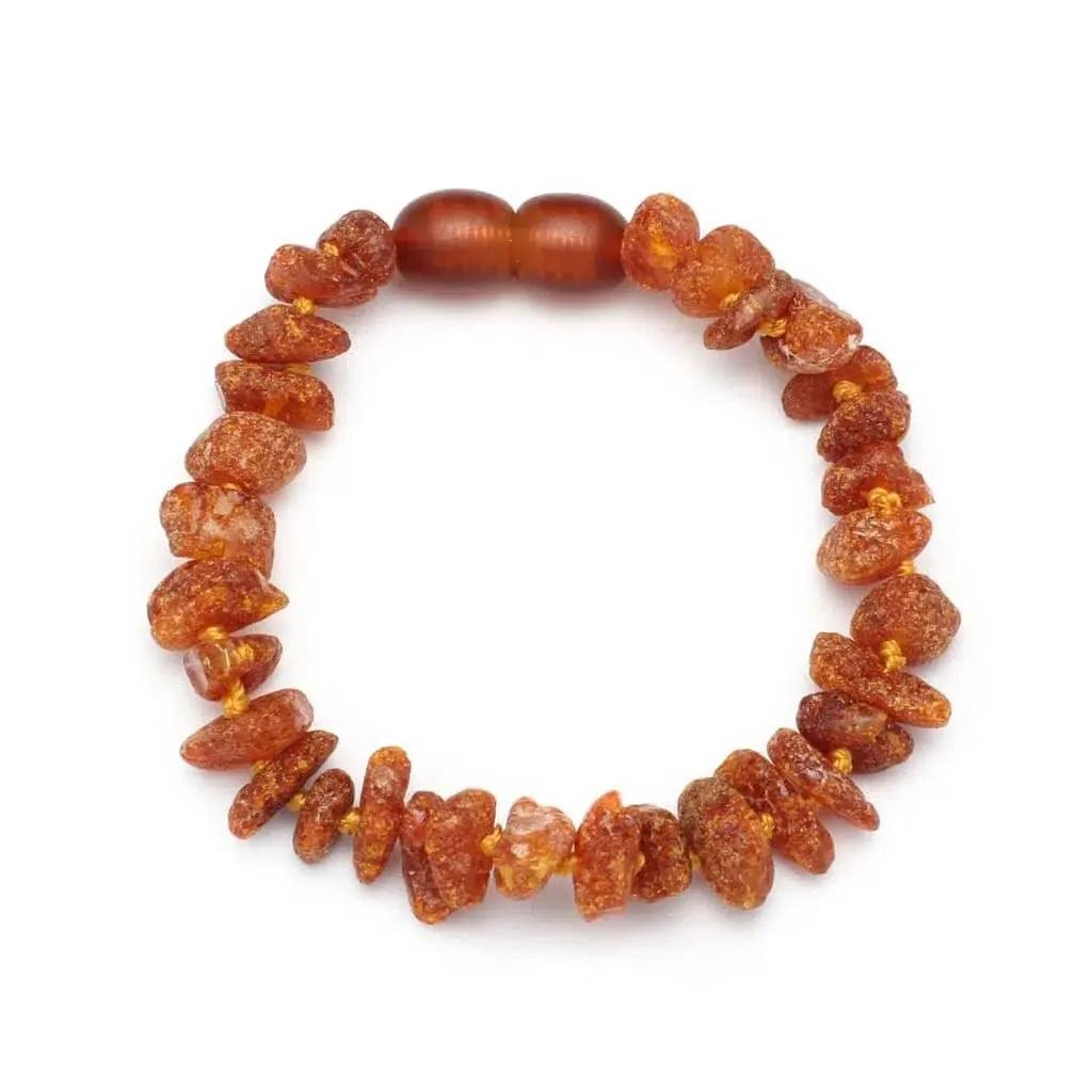 Baby/Kind – Barnsteen armbandje – Chips - Ruwe kraaltjes - 14cm - Dark honey