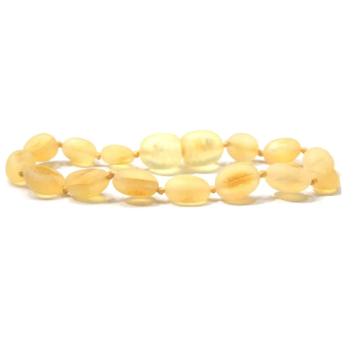 Baby/Kind - Barnsteen armbandje - Ovalen ruwe kraaltjes - Citroen - 14cm