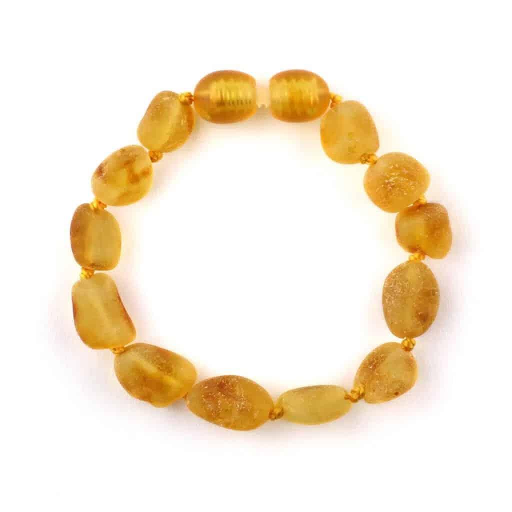 Baby/Kind - Barnsteen armbandje - Ovalen ruwe kraaltjes - Honing - 14cm