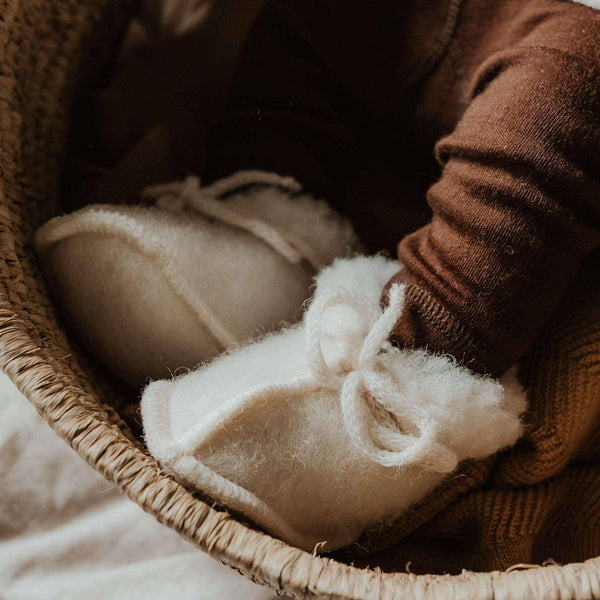 Baby / nyfødt uld tøfler - Naturel - Lille Barn - With ♥ for the smallest