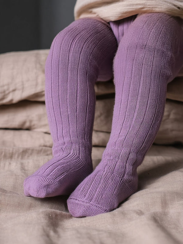 Collant bébé et enfant en laine tricotée - Merinowol - Orchid