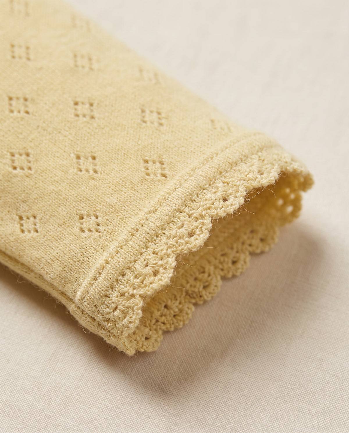 Wollen boxpakje pointelle - merinowol - Dusty Yellow