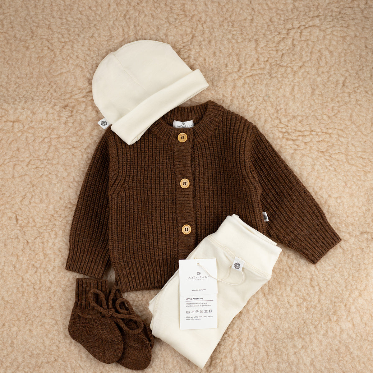 Gebreid Wollen Baby Vestje - Merinowol - Brunette