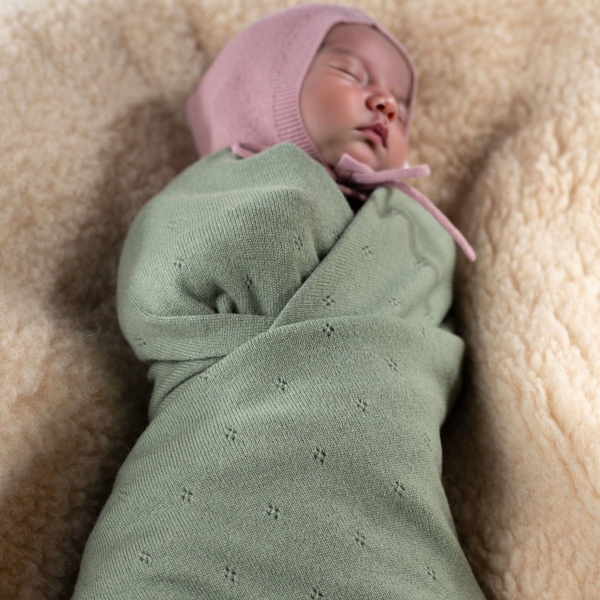 Wollen Babydeken / Kinderdeken / Wikkeldeken - Pointelle Gebreid - Merinowol - Harper