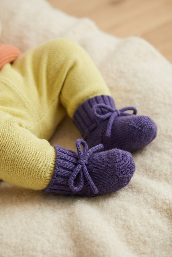 Wollen Baby sokjes / Newborn Sokjes - Merinowol - Violet