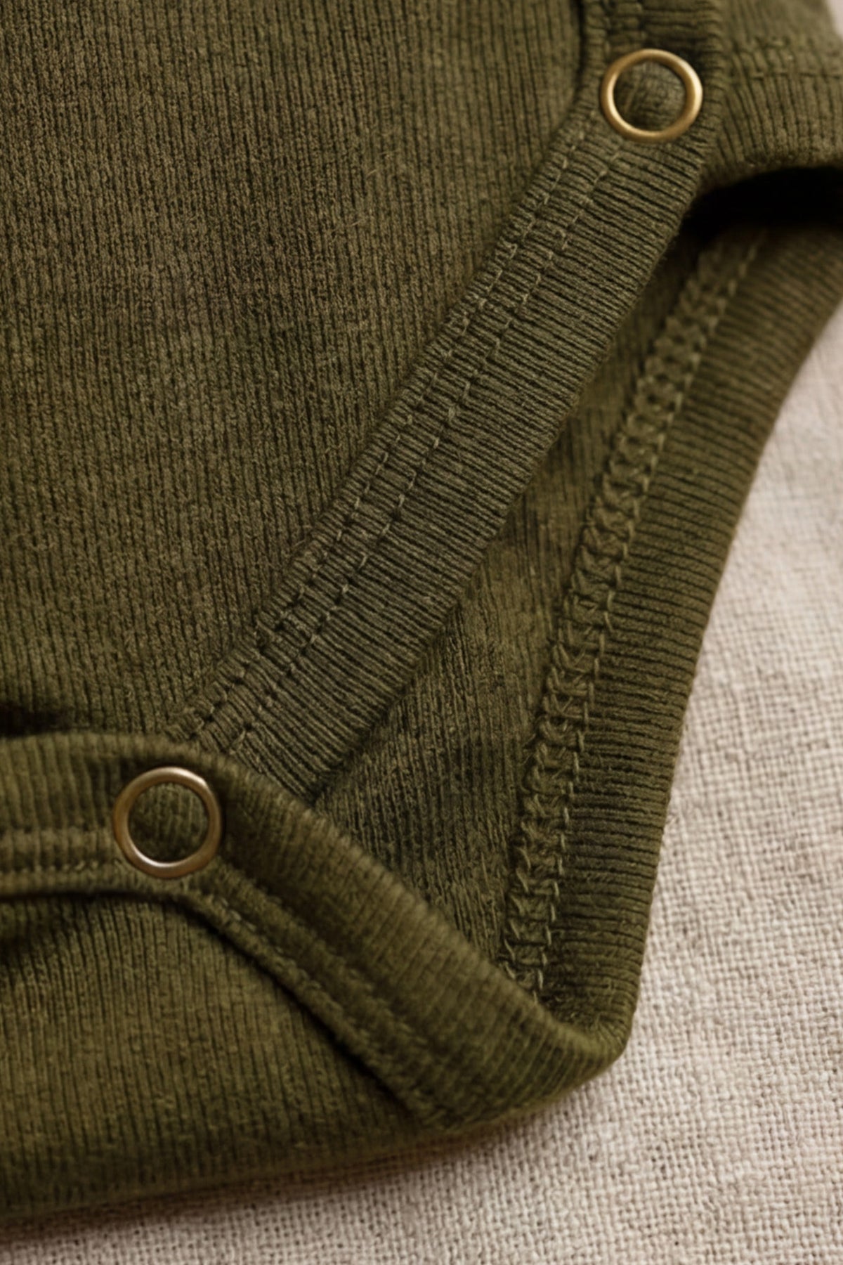 Wollen Overslagromper lange mouw – Merinowol – Fir Green