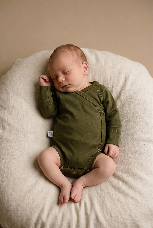 Wollen Overslagromper lange mouw – Merinowol – Fir Green