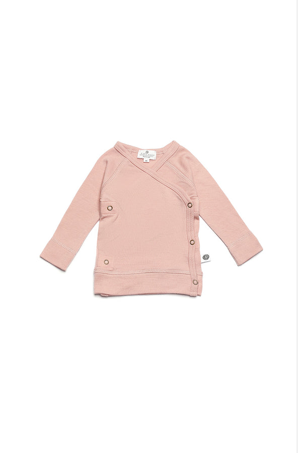 Baby wollen overslagtrui – Merinowol - Misty Rose