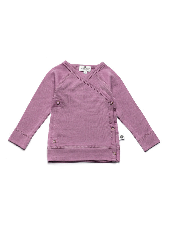 Baby wollen overslagtrui – Merinowol - Lavender Mist