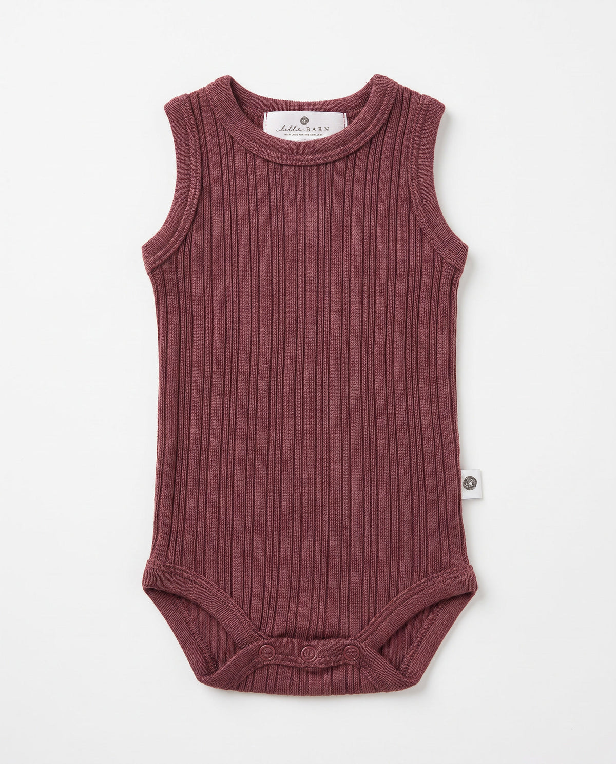 Woolen sleeveless rib romper - merino wool - Rose Brown