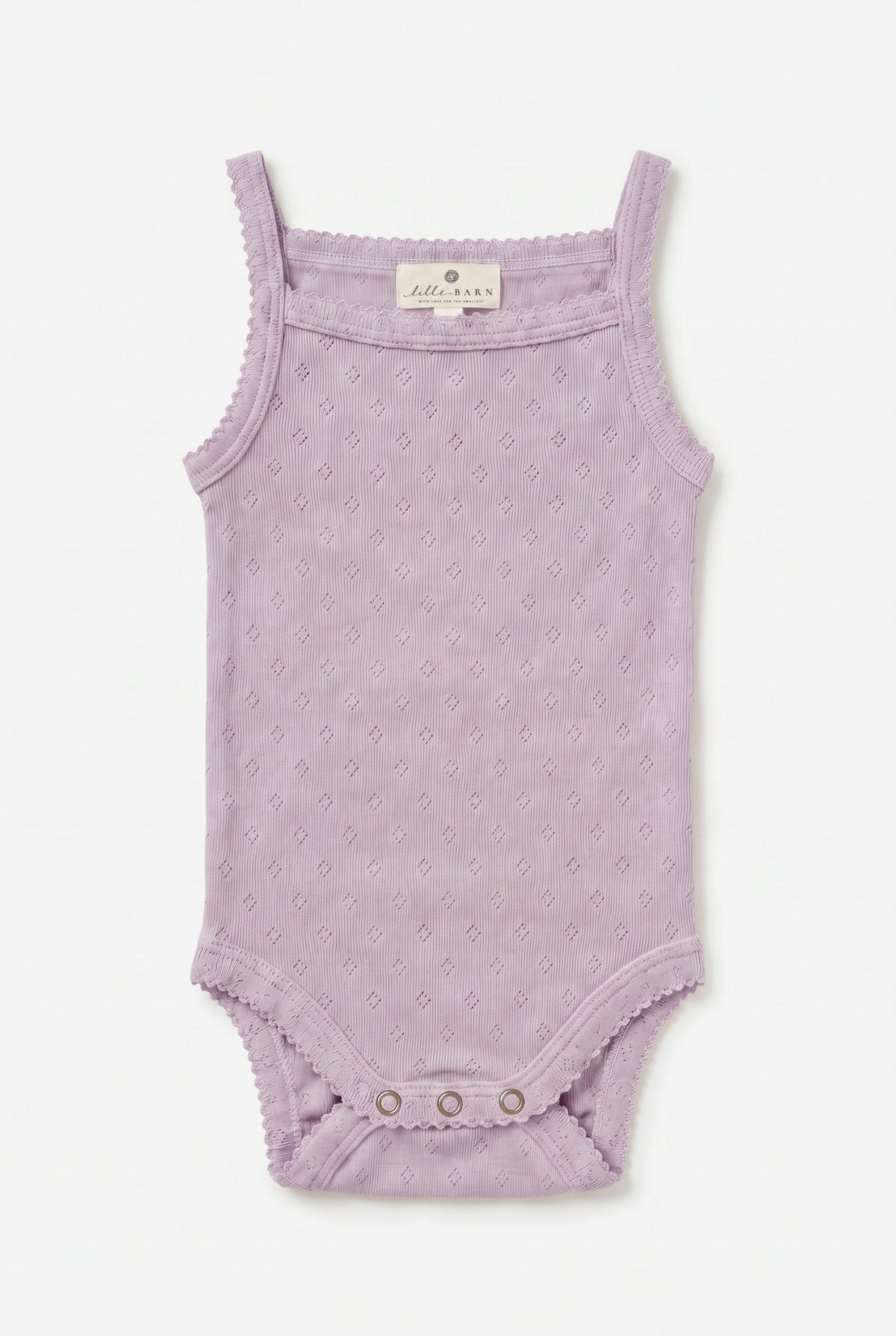 Pagliaccetto in lana pointelle con spalline - lana merino - Lavender Frost