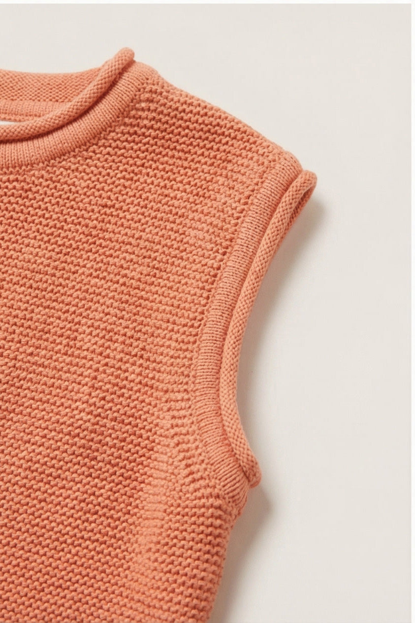 Merinowol gebreide baby spencer - Peach Fuzz