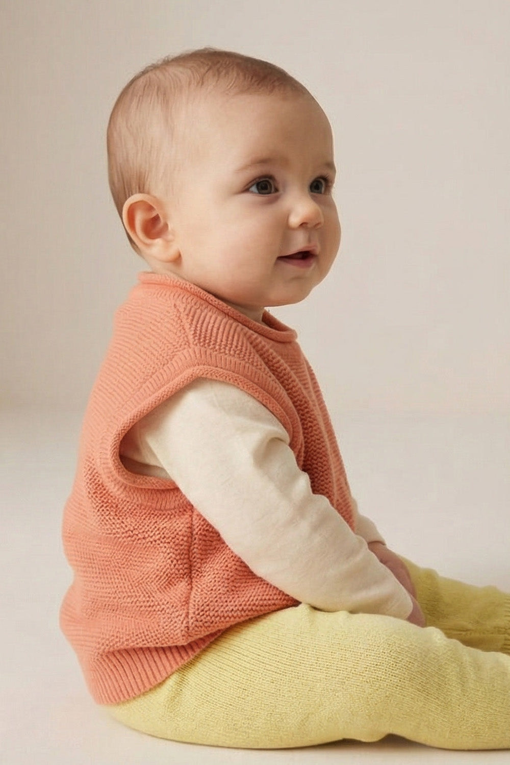 Merinowol gebreide baby spencer - Peach Fuzz