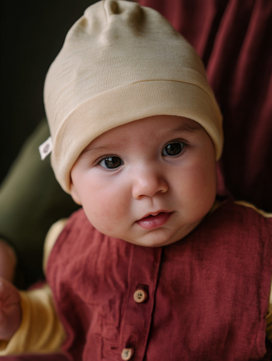 Wollen baby muts – merinowol – naturel