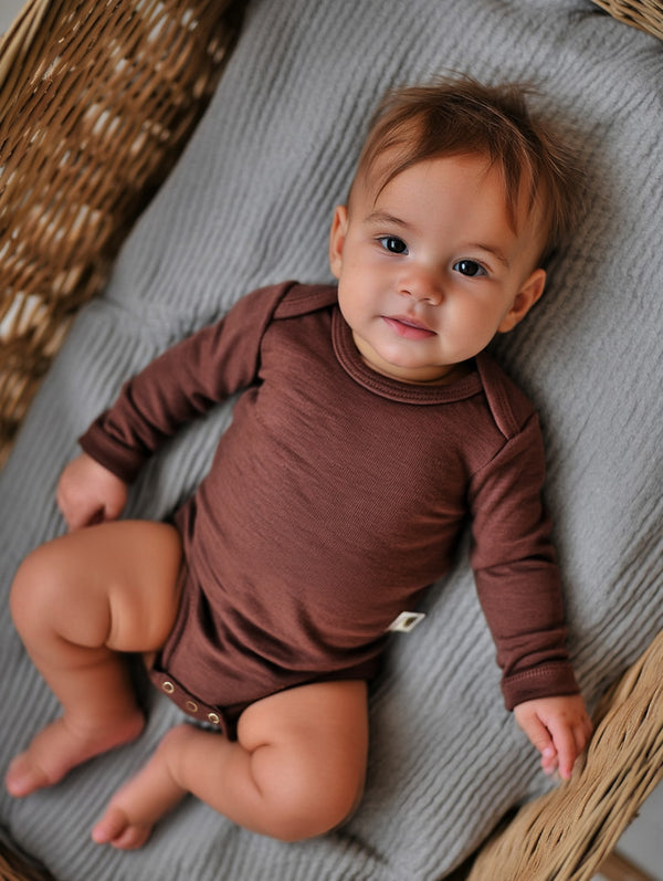 Wollen Romper lange mouwen - Merinowol - Cinnamon