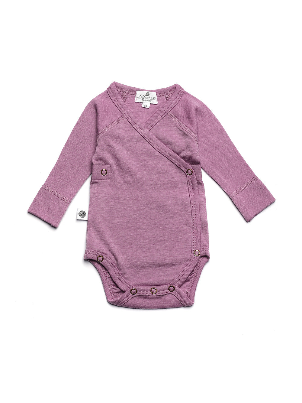 Wollen Overslagromper lange mouw – Merinowol – Lavender Mist