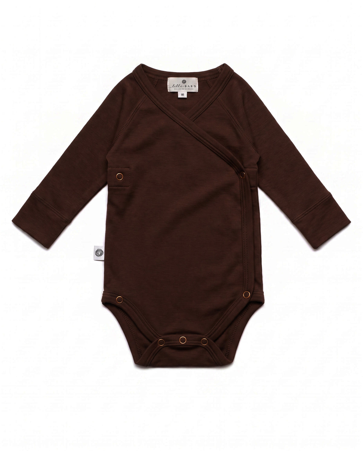Wollen Overslagromper lange mouw – Merinowol - Chocolate fondant