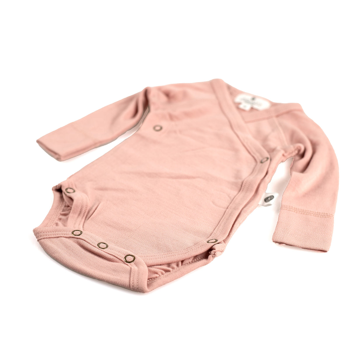 Wollen Overslagromper lange mouw – Merinowol - Misty Rose