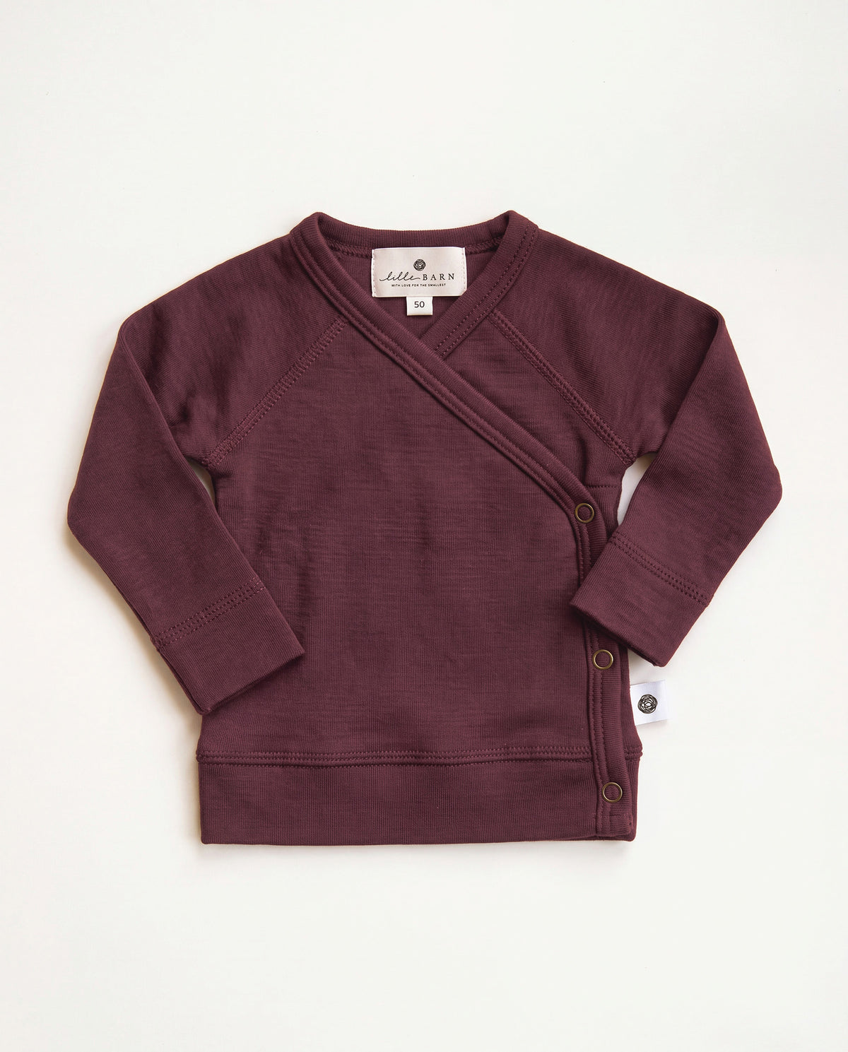 Baby wollen overslagtrui – Merinowol - Red Mahogany