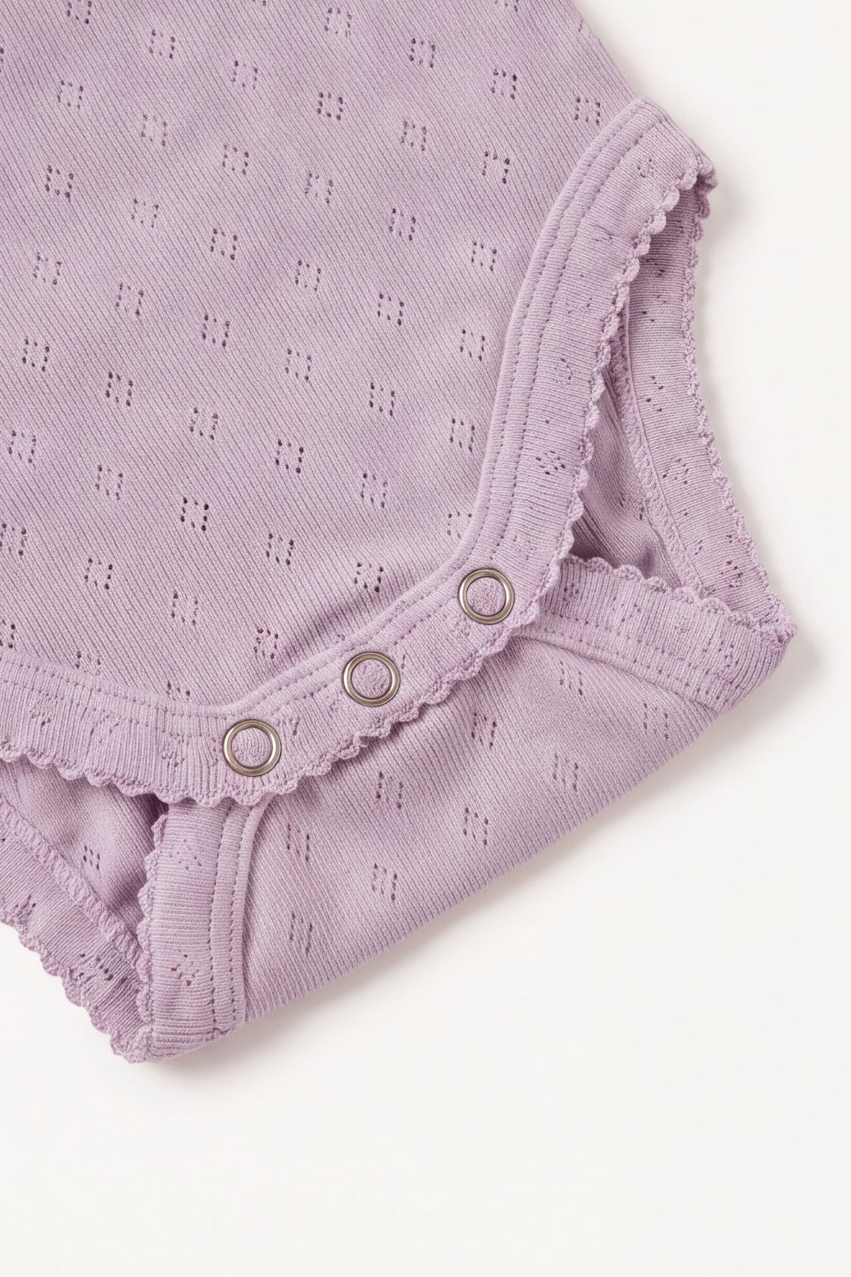 Pagliaccetto in lana pointelle con spalline - lana merino - Lavender Frost