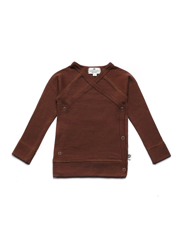 Baby wollen overslagtrui – Merinowol - Cinnamon