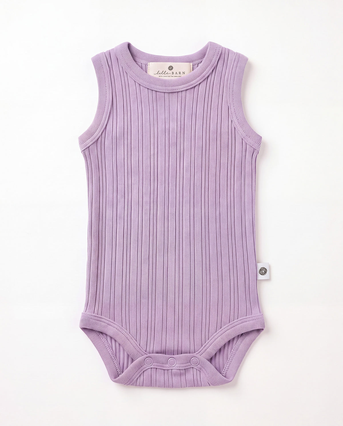 Woolen sleeveless rib romper - merino wool - Lavender Frost