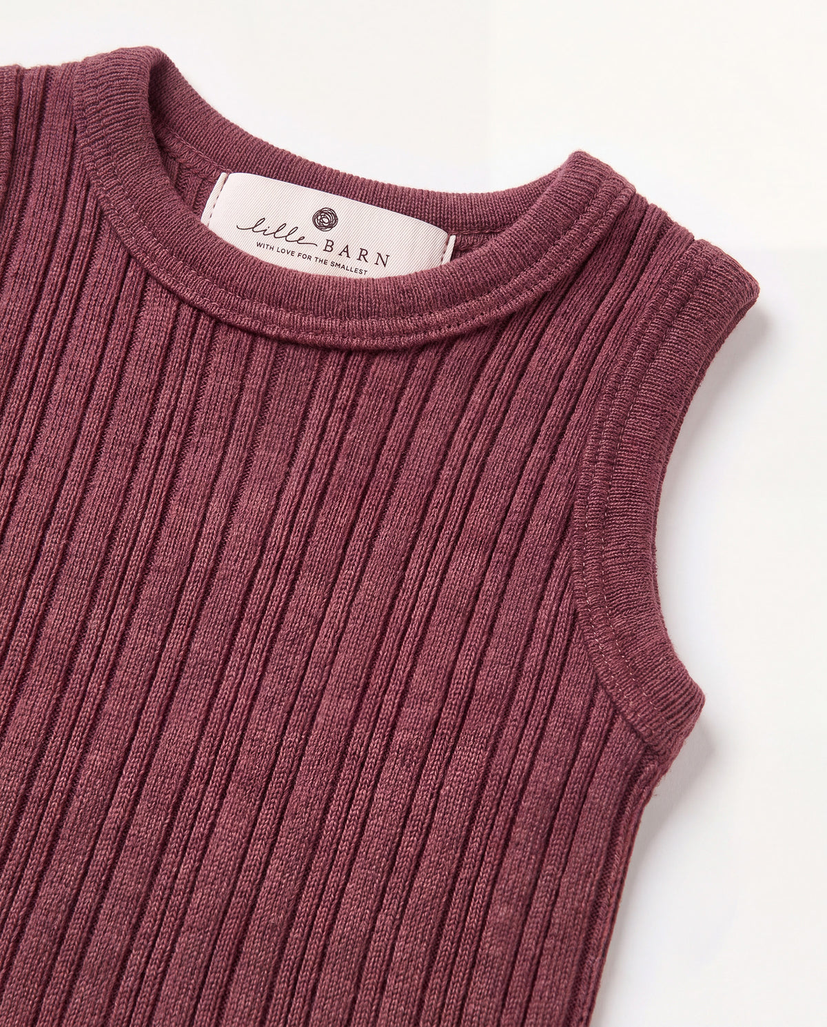 Woolen sleeveless rib romper - merino wool - Rose Brown