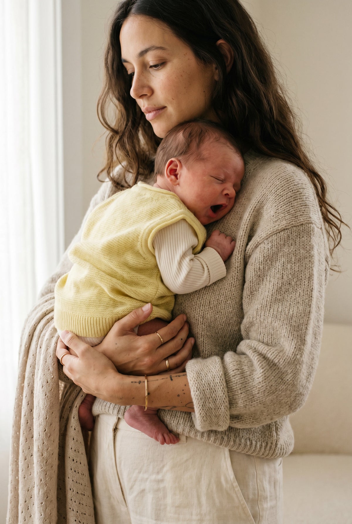 Merinowol gebreide baby spencer - Lemonade
