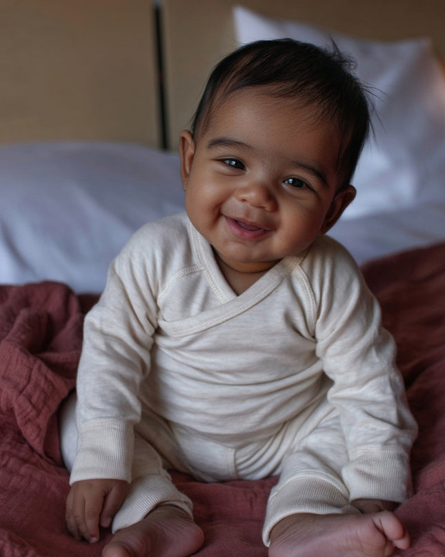 Baby wollen overslagtrui – Merinowol - Naturel