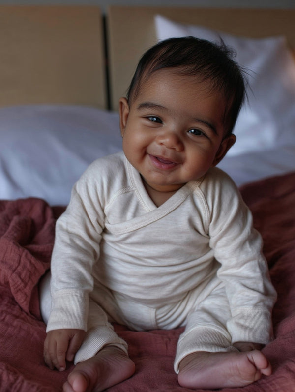 Baby wollen overslagtrui – Merinowol - Naturel